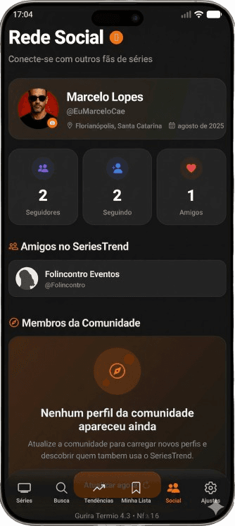 Preview da nova tela social